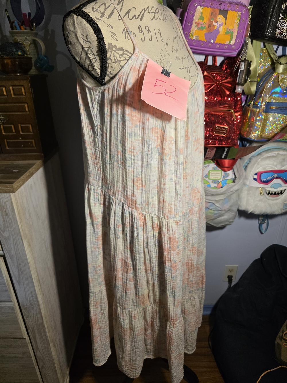 H&M Pastel Floral Tiered Maxi Dress in Peach and Mint - Picture 3 of 9